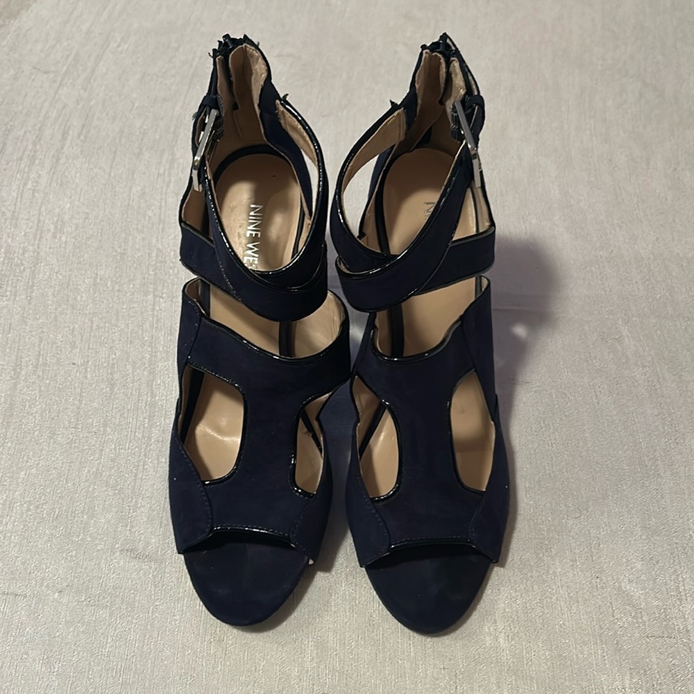 Nine West Cut Out Suede Open Toed Heels